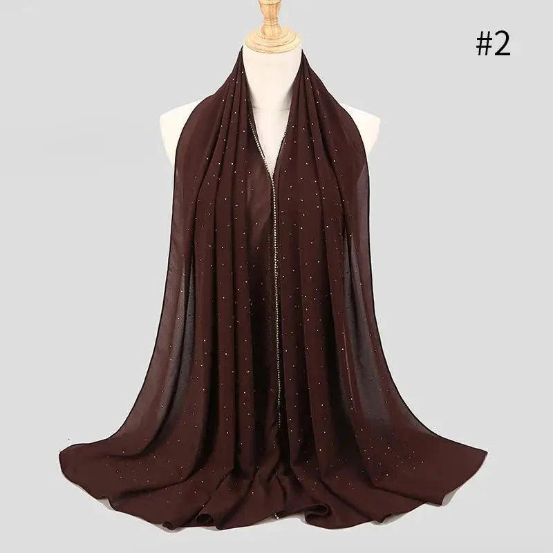 Nouveau foulard de luxe en mousseline dorée, uni, doux et long, pour femmes musulmanes, hijab, châle et écharpe.