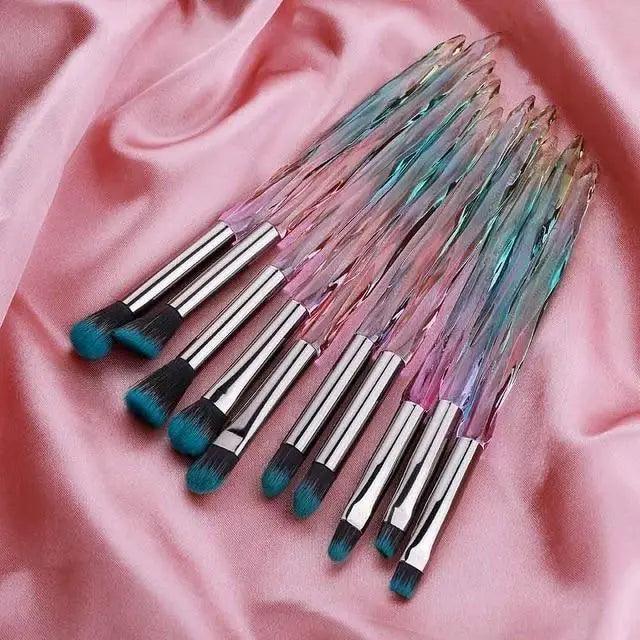 Nouvelle collection de pinceaux maquillage de luxe Cosmic Color : Pinceaux de luxe en cristal pour poudre, fond de teint, fard à paupières, sourcils et cosmétiques pour le visage. Set de pinceaux éventail.