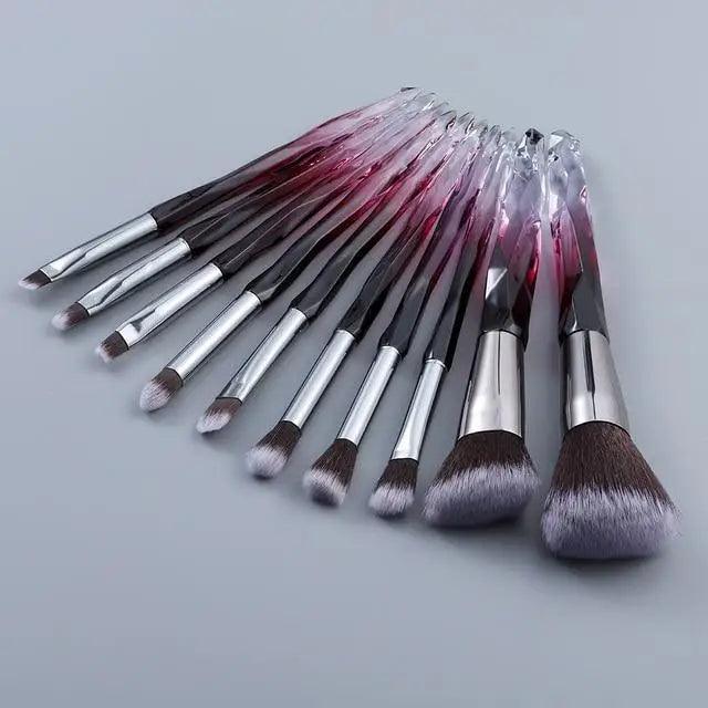 Nouvelle collection de pinceaux maquillage de luxe Cosmic Color : Pinceaux de luxe en cristal pour poudre, fond de teint, fard à paupières, sourcils et cosmétiques pour le visage. Set de pinceaux éventail.