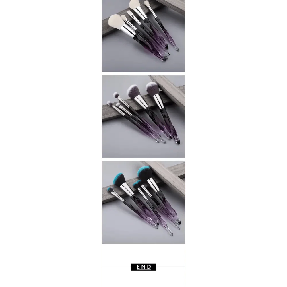 Nouvelle collection de pinceaux maquillage de luxe Cosmic Color : Pinceaux de luxe en cristal pour poudre, fond de teint, fard à paupières, sourcils et cosmétiques pour le visage. Set de pinceaux éventail.