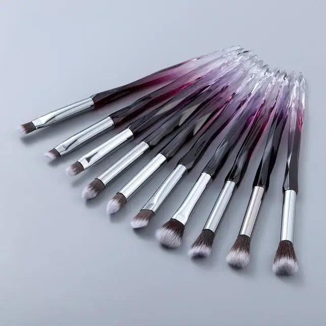 Nouvelle collection de pinceaux maquillage de luxe Cosmic Color : Pinceaux de luxe en cristal pour poudre, fond de teint, fard à paupières, sourcils et cosmétiques pour le visage. Set de pinceaux éventail.