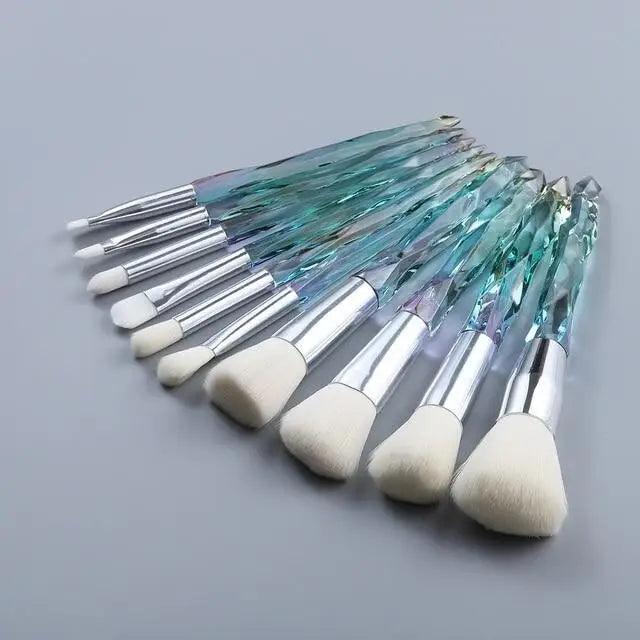 Nouvelle collection de pinceaux maquillage de luxe Cosmic Color : Pinceaux de luxe en cristal pour poudre, fond de teint, fard à paupières, sourcils et cosmétiques pour le visage. Set de pinceaux éventail.