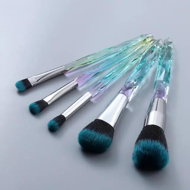 Nouvelle collection de pinceaux maquillage de luxe Cosmic Color : Pinceaux de luxe en cristal pour poudre, fond de teint, fard à paupières, sourcils et cosmétiques pour le visage. Set de pinceaux éventail.