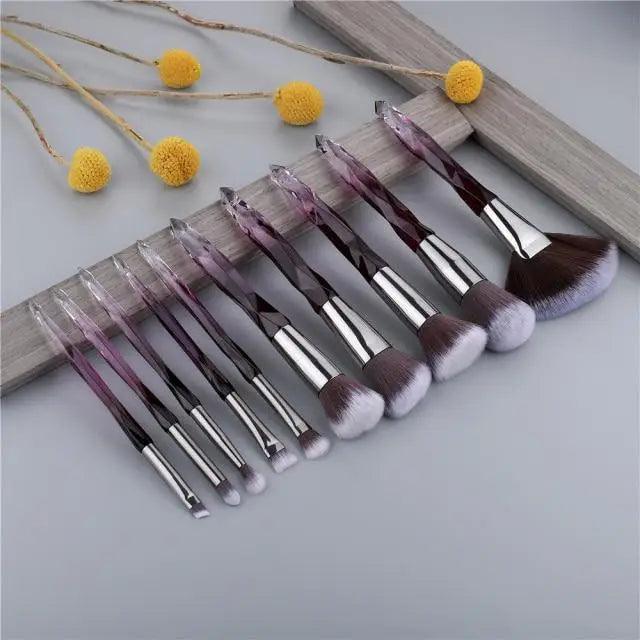 Nouvelle collection de pinceaux maquillage de luxe Cosmic Color : Pinceaux de luxe en cristal pour poudre, fond de teint, fard à paupières, sourcils et cosmétiques pour le visage. Set de pinceaux éventail.