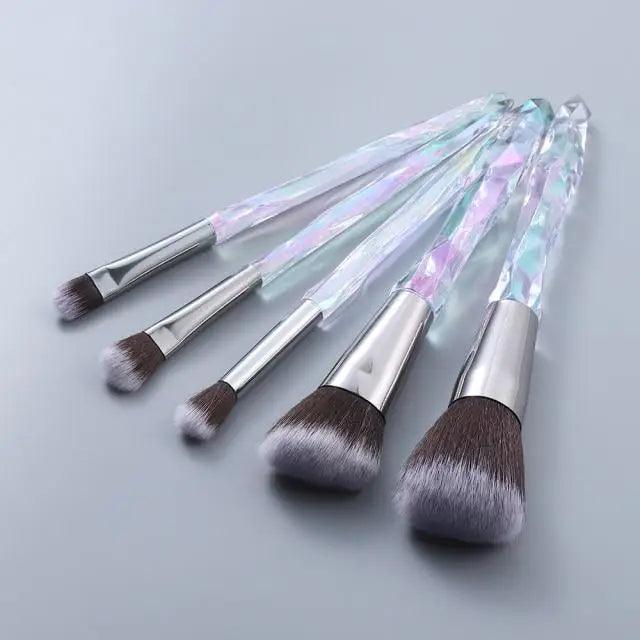 Nouvelle collection de pinceaux maquillage de luxe Cosmic Color : Pinceaux de luxe en cristal pour poudre, fond de teint, fard à paupières, sourcils et cosmétiques pour le visage. Set de pinceaux éventail.
