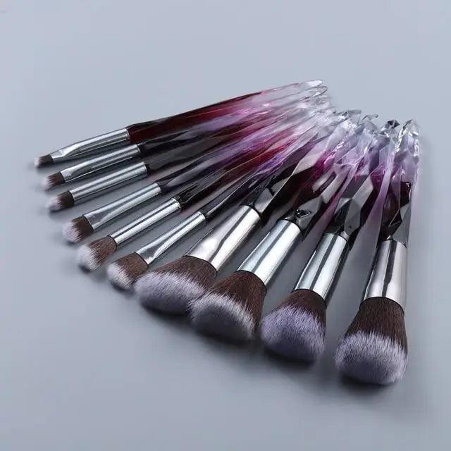Nouvelle collection de pinceaux maquillage de luxe Cosmic Color : Pinceaux de luxe en cristal pour poudre, fond de teint, fard à paupières, sourcils et cosmétiques pour le visage. Set de pinceaux éventail.