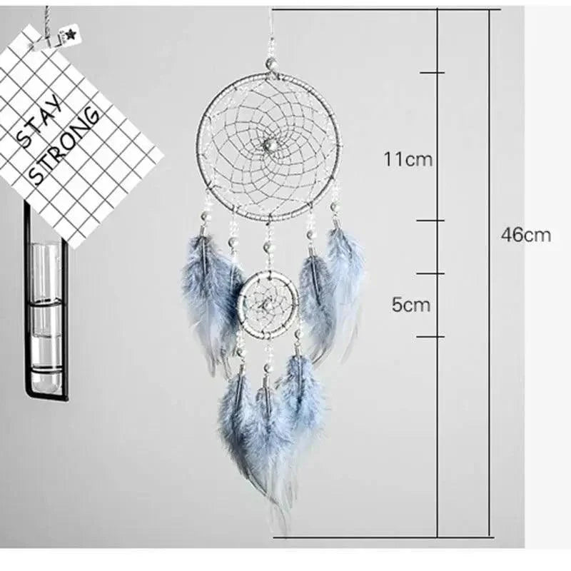 Nouveau Luxe Original Attrape-Rêves Argent Gris 2 Anneaux Plumes À Suspendre Cadeaux Artistiques Pour Meilleures Amies Cadeaux Créatifs Saint-Valentin