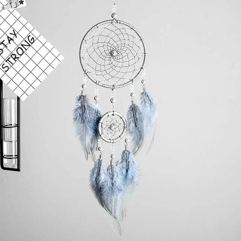 Nouveau Luxe Original Attrape-Rêves Argent Gris 2 Anneaux Plumes À Suspendre Cadeaux Artistiques Pour Meilleures Amies Cadeaux Créatifs Saint-Valentin