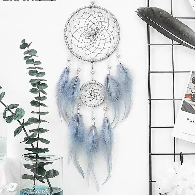 Nouveau Luxe Original Attrape-Rêves Argent Gris 2 Anneaux Plumes À Suspendre Cadeaux Artistiques Pour Meilleures Amies Cadeaux Créatifs Saint-Valentin