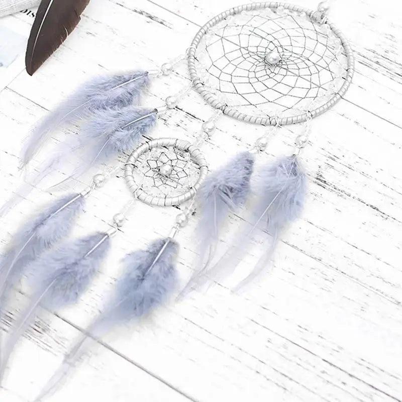 Nouveau Luxe Original Attrape-Rêves Argent Gris 2 Anneaux Plumes À Suspendre Cadeaux Artistiques Pour Meilleures Amies Cadeaux Créatifs Saint-Valentin