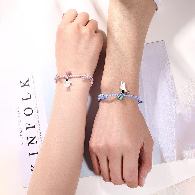 Nouveau Bracelet Couple Aimant Étoile Astronaute Bracelet Assorti Mode Attrayant Étoile Bracelets Magnétiques Pour Couples Ensemble Cadeaux Bijoux Pour Couple Meilleur Ami Petite Amie Petit Ami Femmes Hommes