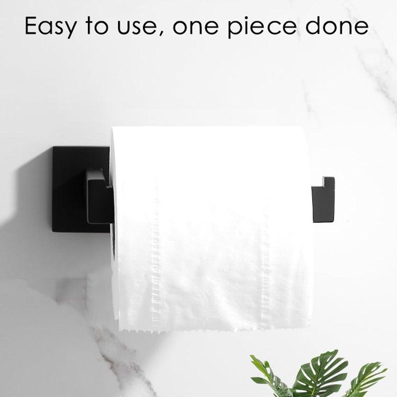 Nouveau support de rouleau de papier toilette mural noir mat en acier inoxydable 304 pour accessoires de salle de bain. Support de rouleau de papier toilette mural noir mat en acier inoxydable 14,5 cm.