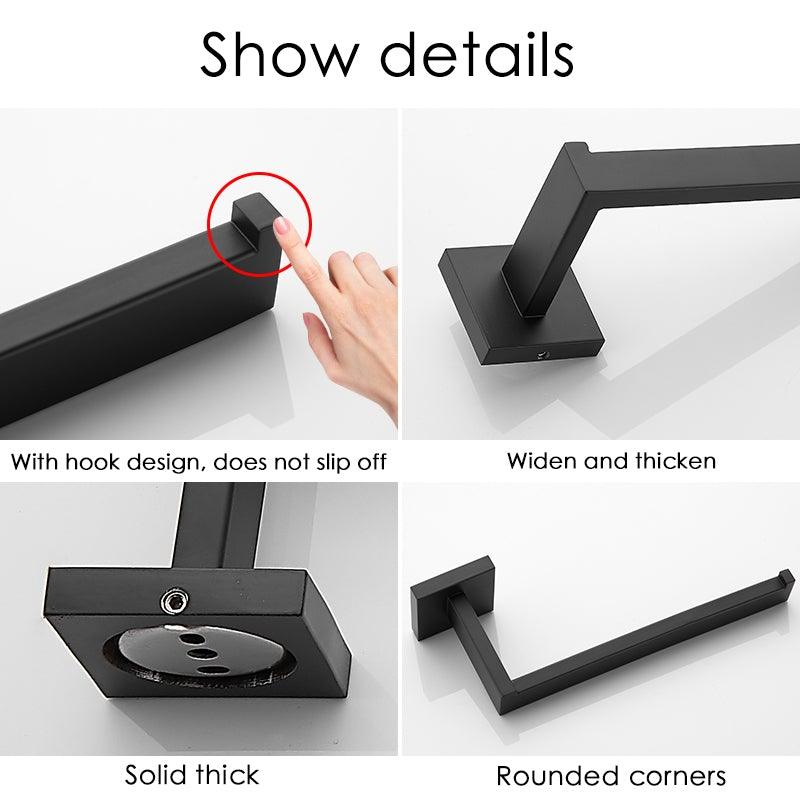 Nouveau support de rouleau de papier toilette mural noir mat en acier inoxydable 304 pour accessoires de salle de bain. Support de rouleau de papier toilette mural noir mat en acier inoxydable 14,5 cm.