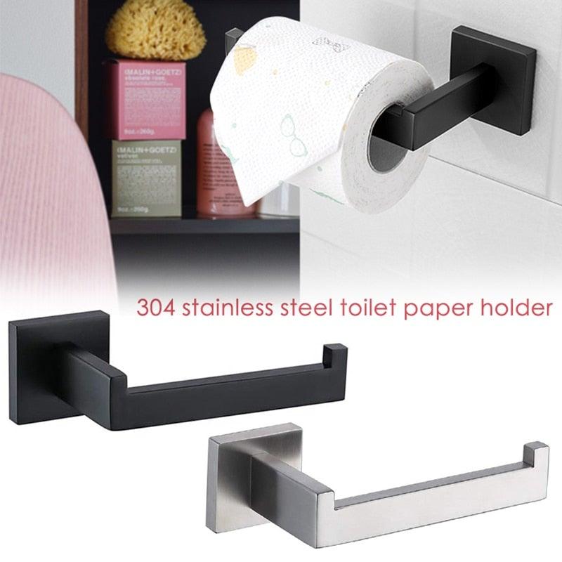 Nouveau support de rouleau de papier toilette mural noir mat en acier inoxydable 304 pour accessoires de salle de bain. Support de rouleau de papier toilette mural noir mat en acier inoxydable 14,5 cm.