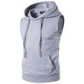 Nouveau Sweat à Capuche Homme Solide Sans Manches Décontracté Ample Cordon de Serrage Hauts avec Poches Automne Hiver Musculation Sans Manches Hoodies Gym Sport Bodybuilding Hoodie