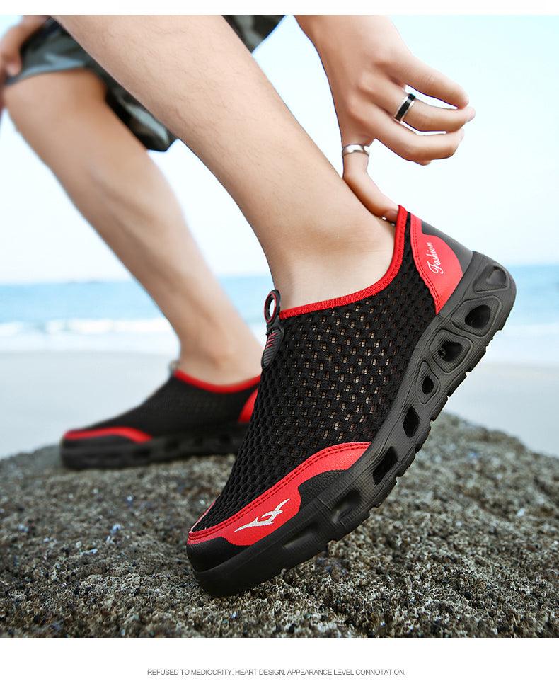 Nouvelles chaussures aquatiques en maille pour hommes, respirantes, à séchage rapide, baskets aquatiques légères et antidérapantes, chaussures de sport confortables en maille, chaussures de plage, de natation, de surf, chaussures aquatiques.