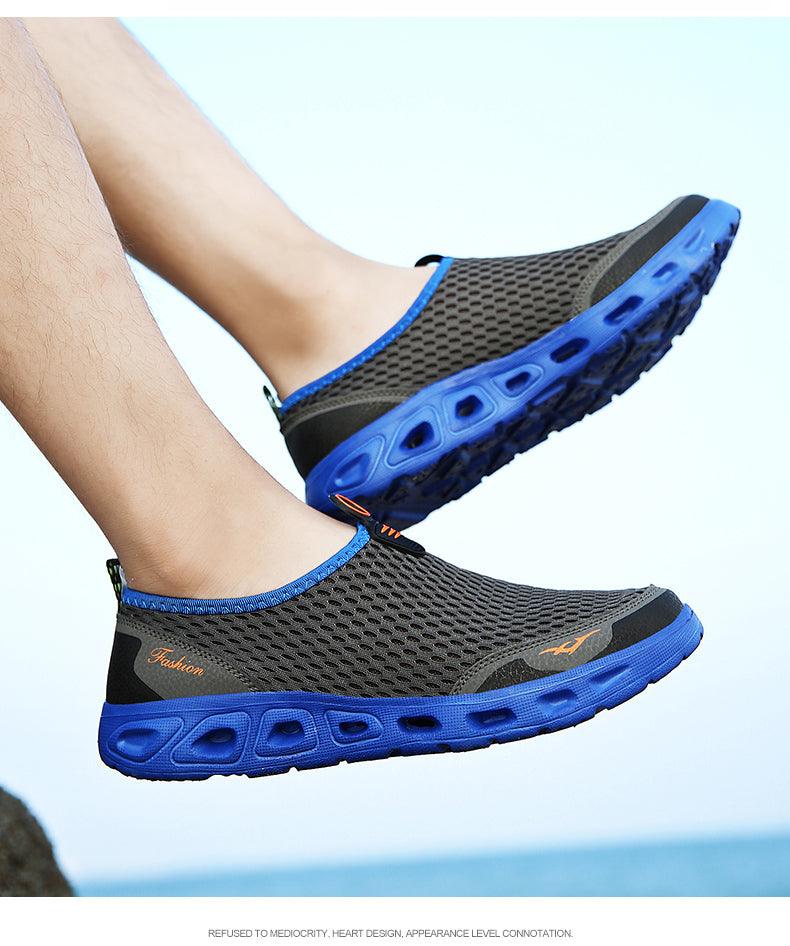 Nouvelles chaussures aquatiques en maille pour hommes, respirantes, à séchage rapide, baskets aquatiques légères et antidérapantes, chaussures de sport confortables en maille, chaussures de plage, de natation, de surf, chaussures aquatiques.