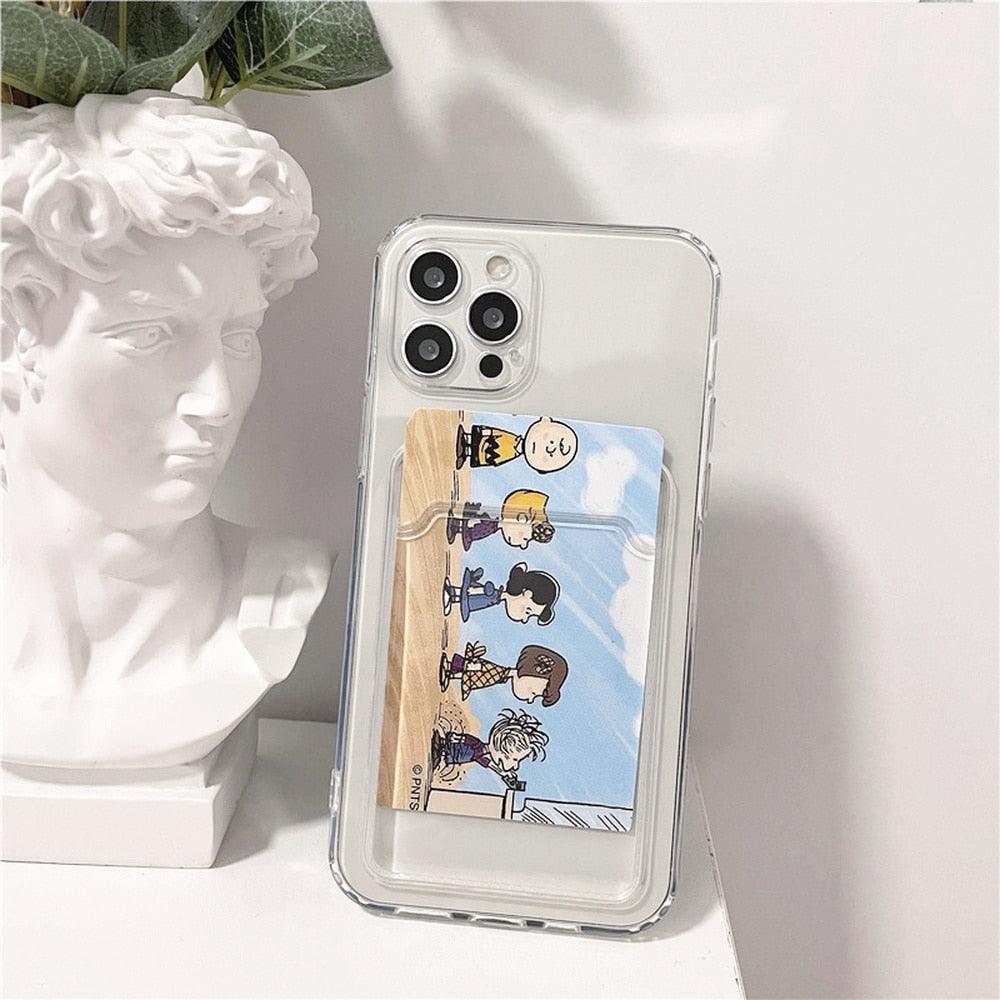 Nouvel Étui en Silicone Mini Porte-Cartes pour iPhone 11 12 13 iPhone 11 Pro X XS Max XR 7 8 Plus Coque Souple Mince Antichoc avec Porte-Cartes Mignon