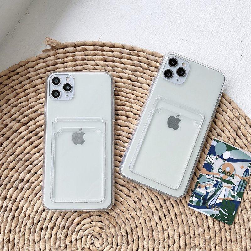 Nouvel Étui en Silicone Mini Porte-Cartes pour iPhone 11 12 13 iPhone 11 Pro X XS Max XR 7 8 Plus Coque Souple Mince Antichoc avec Porte-Cartes Mignon