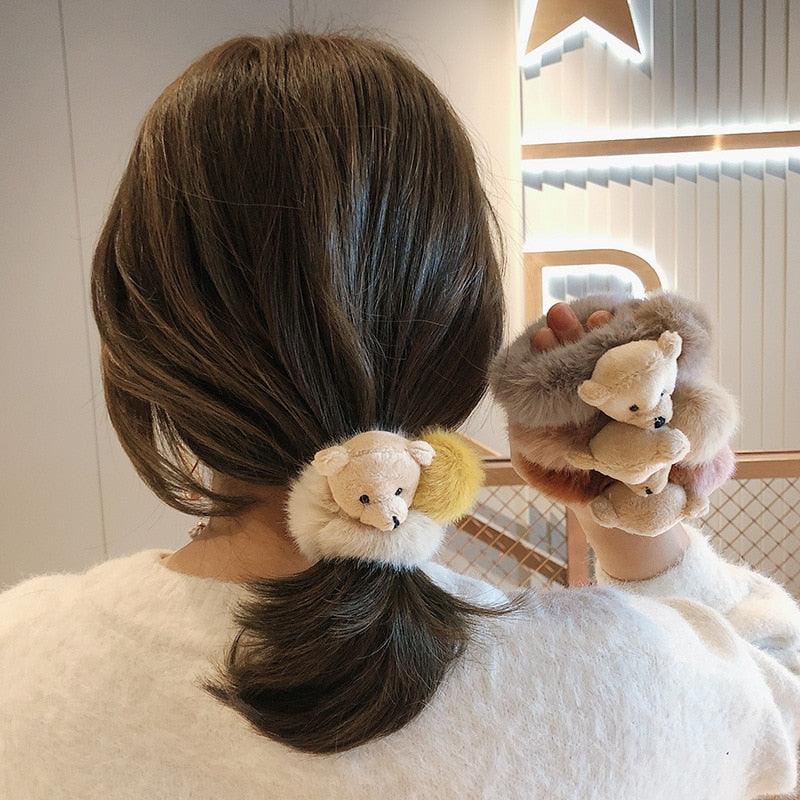 Nouvel élastique à cheveux en fourrure de vison pour femmes, accessoire, bandeau duveteux, chouchou, anneau à cheveux élastique, bracelet de mode, chouchou, bandeau, pompon, anneau élastique pour cheveux.
