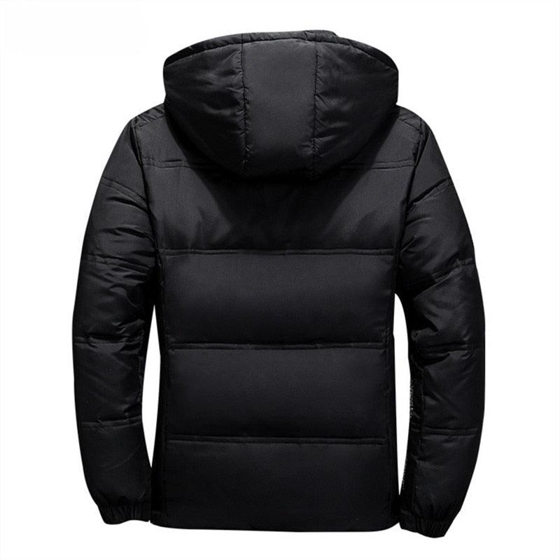 Nouvelle veste rouge moderne à capuche pour homme, chaude et unie, doudoune élégante pour homme, manteau d'hiver d'extérieur confortable.