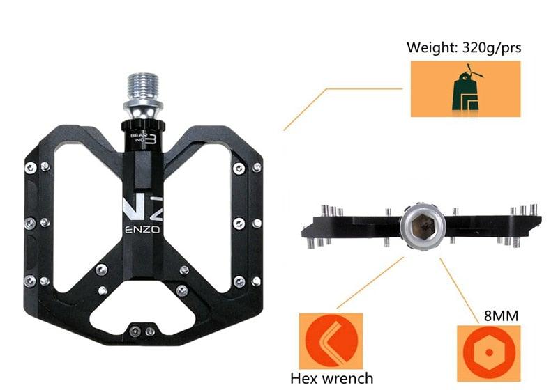 Nouvelles pédales de vélo antidérapantes VTT plates en alliage 9/16 3 roulements pour vélos de route, pédales de VTT, pédales de vélo plates 9/16 légères, pédales de vélo de route à roulements scellés en fibre de carbone