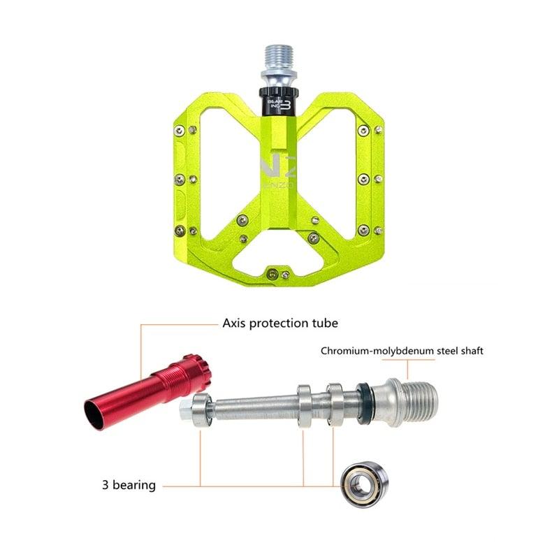 Nouvelles pédales de vélo antidérapantes VTT plates en alliage 9/16 3 roulements pour vélos de route, pédales de VTT, pédales de vélo plates 9/16 légères, pédales de vélo de route à roulements scellés en fibre de carbone