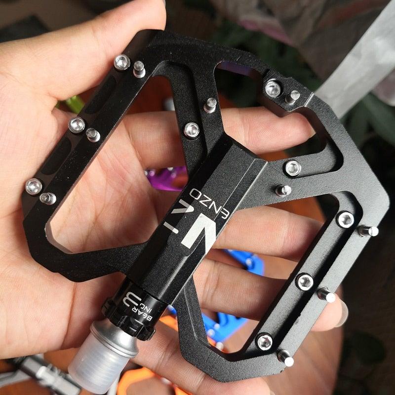 Nouvelles pédales de vélo antidérapantes VTT plates en alliage 9/16 3 roulements pour vélos de route, pédales de VTT, pédales de vélo plates 9/16 légères, pédales de vélo de route à roulements scellés en fibre de carbone