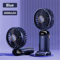 Nouveau ventilateur portable numérique de poche, ventilateur de bureau multifonctionnel pliable avec tête, petit ventilateur électrique pliable avec affichage numérique LED 5 vitesses, ventilateur multifonctionnel pour l'extérieur et l'intérieur