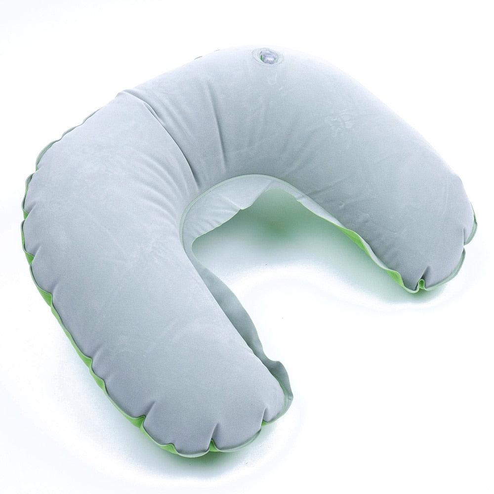 Nouvel oreiller de voyage gonflable en forme de U, support en PVC floqué ultra doux, oreiller de cou confortable pour le voyage, oreiller de cou gonflable pour l'avion avec masques de sommeil profilés 3D, oreiller de soutien du cou réglable pour le voyage