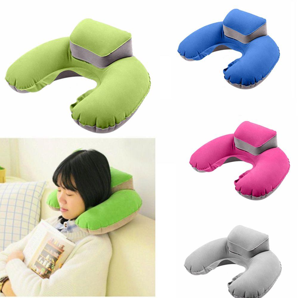 Nouvel oreiller de voyage gonflable en forme de U, support en PVC floqué ultra doux, oreiller de cou confortable pour le voyage, oreiller de cou gonflable pour l'avion avec masques de sommeil profilés 3D, oreiller de soutien du cou réglable pour le voyage