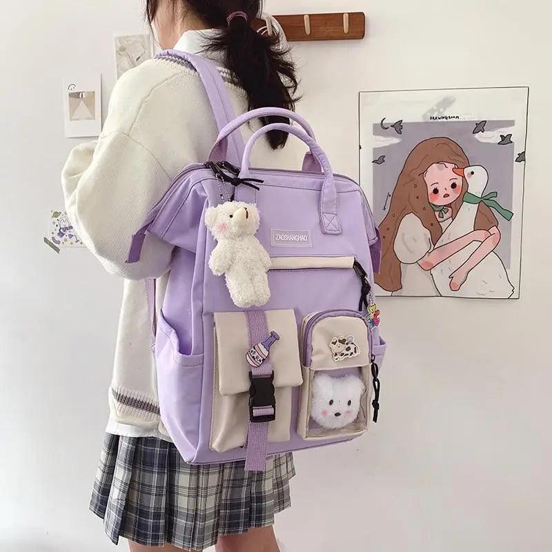 Nouveau sac à dos étanche violet couleurs bonbon pour femmes et filles, sacs d'école fantaisie pour adolescentes, joli sac de voyage
