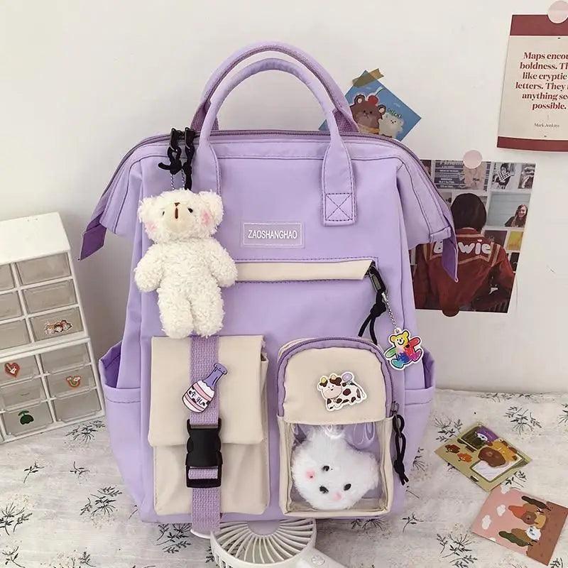 Nouveau sac à dos étanche violet couleurs bonbon pour femmes et filles, sacs d'école fantaisie pour adolescentes, joli sac de voyage