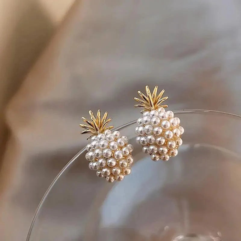 Nouveaux boucles d'oreilles ananas rétro de haute qualité Bijoux fantaisie pour femmes et jeunes filles Design tendance - Accessoires de mode femme