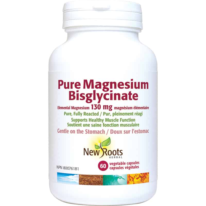 New Roots Herbal Bisglycinate de Magnésium Pur 130 mg 60 Gélules