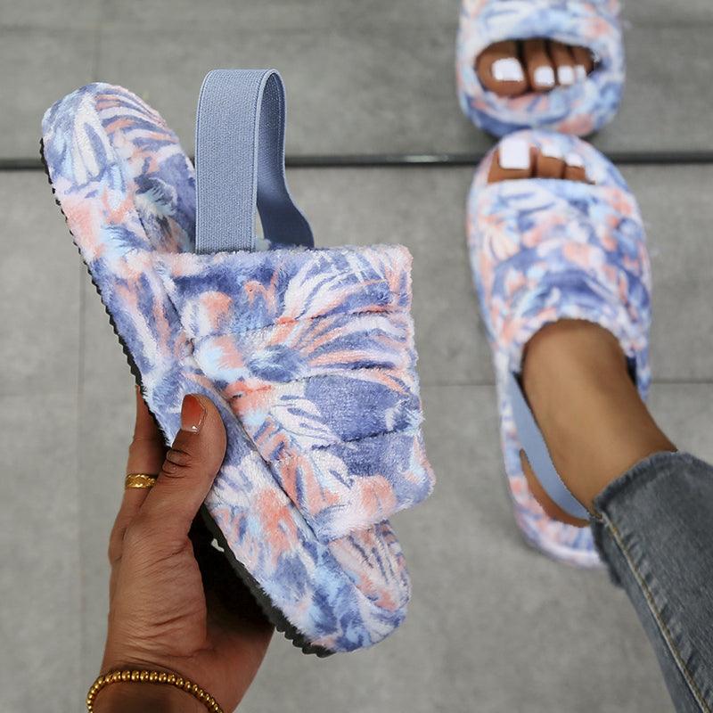 Nouvelles pantoufles plates peu profondes chaudes pour femmes décontractées d'hiver courtes en peluche maison coton mode robe tongs à bout ouvert pantoufles de diapositive confortables en mousse à mémoire de forme pour la maison