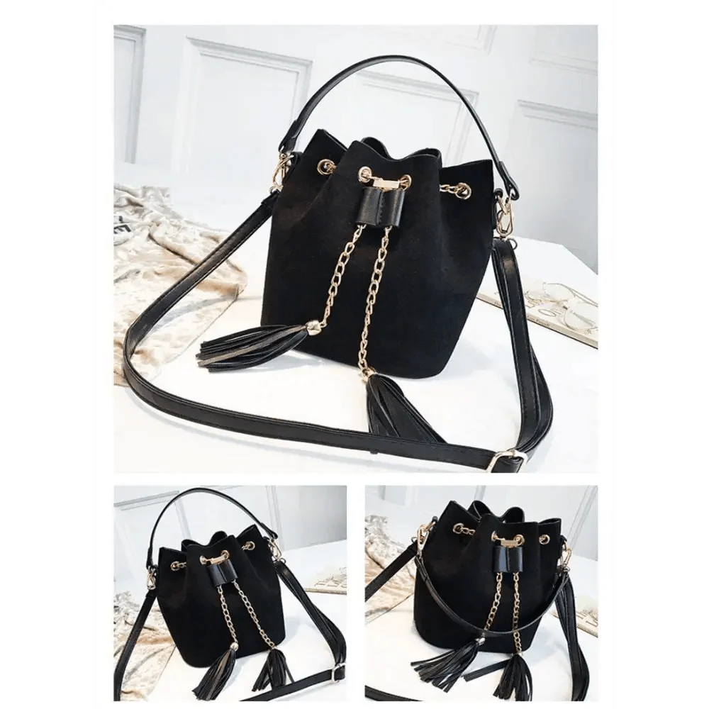 Nouveaux Sacs à Bandoulière Mini Sacs Mignons Sac Seau Sacs à Main Organisateur Petit Pompon Cuir PU Sacs à Bandoulière Femme