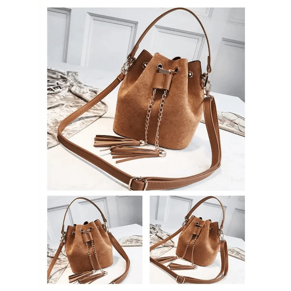 Nouveaux Sacs à Bandoulière Mini Sacs Mignons Sac Seau Sacs à Main Organisateur Petit Pompon Cuir PU Sacs à Bandoulière Femme