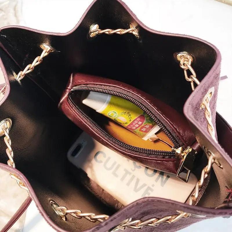 Nouveaux Sacs à Bandoulière Mini Sacs Mignons Sac Seau Sacs à Main Organisateur Petit Pompon Cuir PU Sacs à Bandoulière Femme