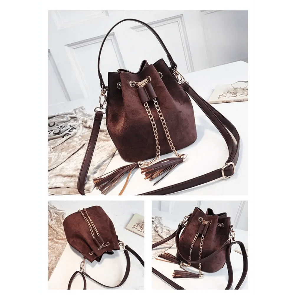 Nouveaux Sacs à Bandoulière Mini Sacs Mignons Sac Seau Sacs à Main Organisateur Petit Pompon Cuir PU Sacs à Bandoulière Femme