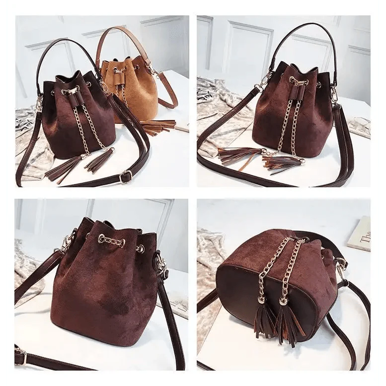 Nouveaux Sacs à Bandoulière Mini Sacs Mignons Sac Seau Sacs à Main Organisateur Petit Pompon Cuir PU Sacs à Bandoulière Femme