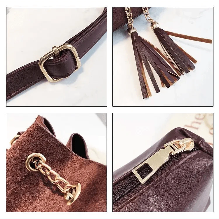 Nouveaux Sacs à Bandoulière Mini Sacs Mignons Sac Seau Sacs à Main Organisateur Petit Pompon Cuir PU Sacs à Bandoulière Femme