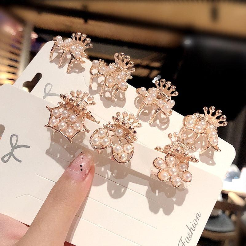 Nouvelle petite griffe à cheveux en perles et strass pour femmes, épingles à cheveux, pinces à cheveux pour filles, pinces crabe, accessoires de cheveux en métal, coiffe, barrettes à la mode, accessoires de bandeau pour fête