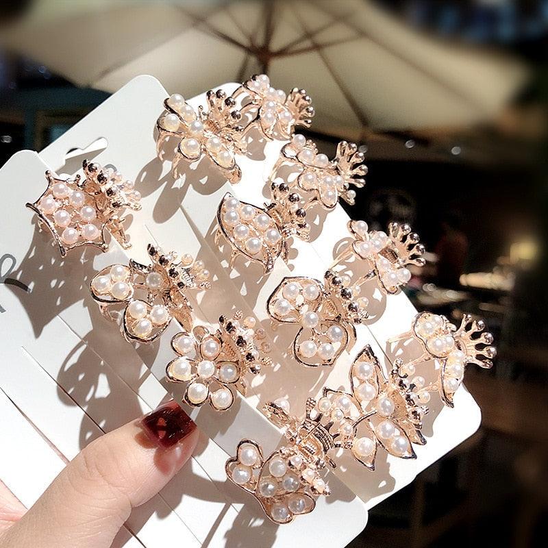 Nouvelle petite griffe à cheveux en perles et strass pour femmes, épingles à cheveux, pinces à cheveux pour filles, pinces crabe, accessoires de cheveux en métal, coiffe, barrettes à la mode, accessoires de bandeau pour fête