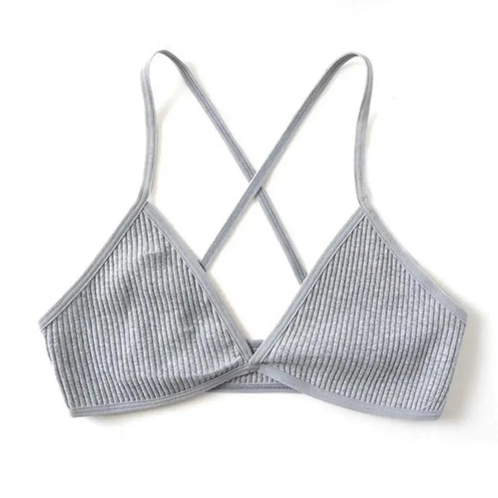 Nouveaux Soutiens-Gorge en Coton Doux et Confortables pour Femmes, Style Français, Bonnets Triangle Plongeant, Bretelles Croisées, Dos Nudité, Petite Taille