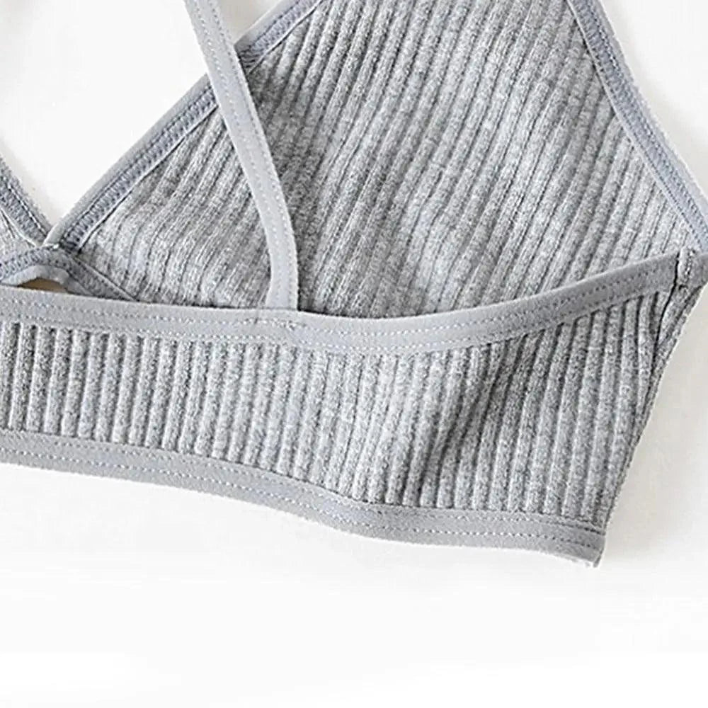 Nouveaux Soutiens-Gorge en Coton Doux et Confortables pour Femmes, Style Français, Bonnets Triangle Plongeant, Bretelles Croisées, Dos Nudité, Petite Taille