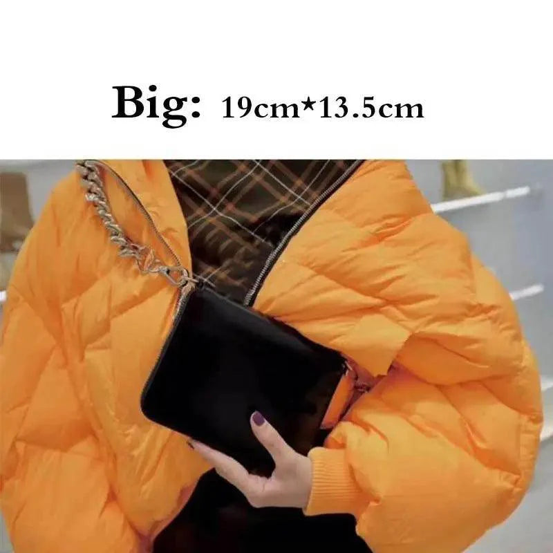Nouveau sac à bandoulière en métal épais étincelant avec chaîne, portefeuille de vélo, mini sac, porte-monnaie. Sacs à bandoulière en cuir pour femmes, tendance.