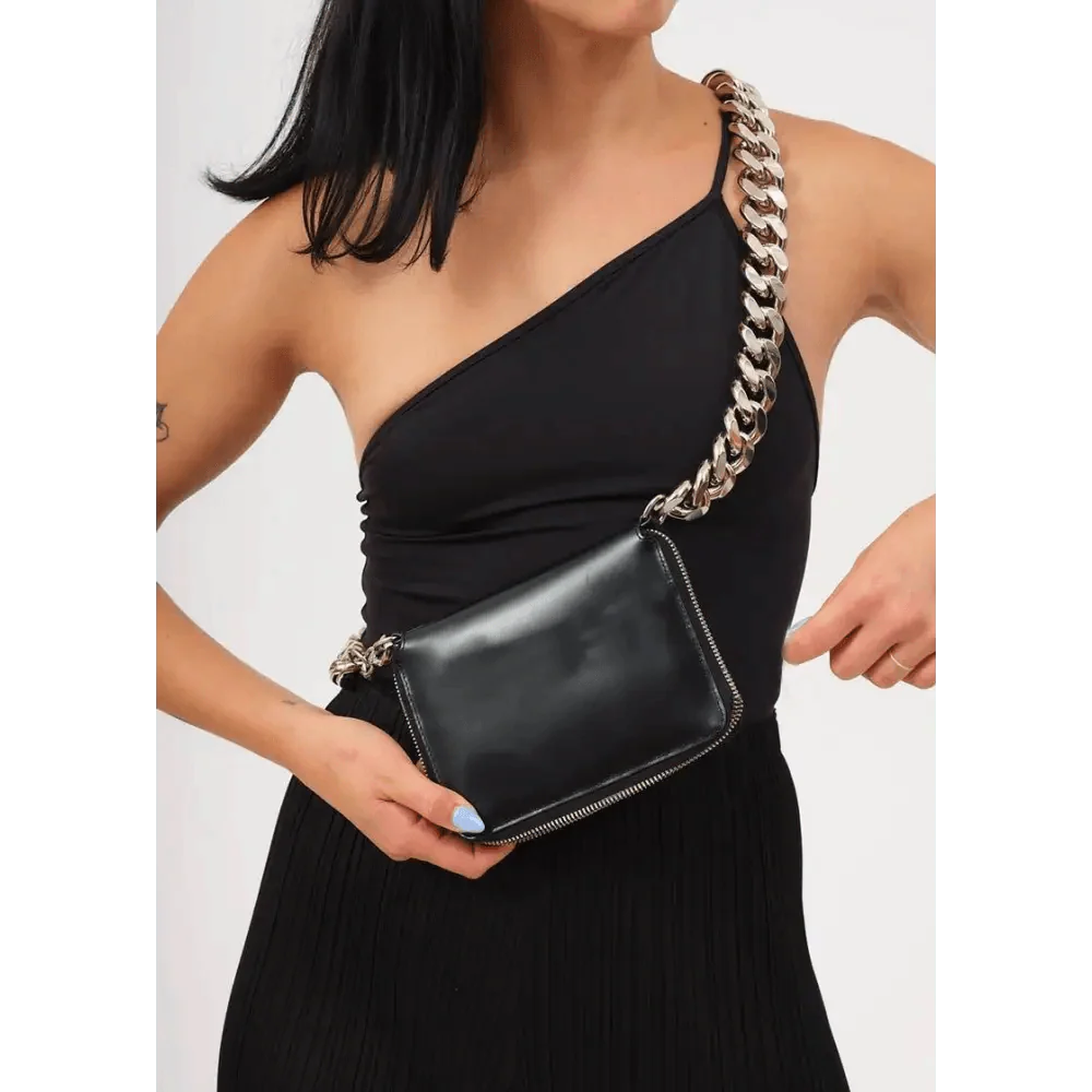 Nouveau sac à bandoulière en métal épais étincelant avec chaîne, portefeuille de vélo, mini sac, porte-monnaie. Sacs à bandoulière en cuir pour femmes, tendance.