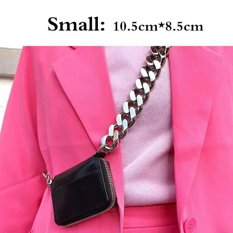 Nouveau sac à bandoulière en métal épais étincelant avec chaîne, portefeuille de vélo, mini sac, porte-monnaie. Sacs à bandoulière en cuir pour femmes, tendance.