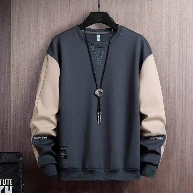 Nouveau Sweatshirt Printemps Homme Décontracté Hip Hop Streetwear Ample Hoodies Homme Patchwork Pullover Tops Homme Sweatshirt Streetwear Ample Hoodies Solide Patchwork Pullover Tops